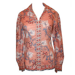 Pucci Vintage Burnt Orange Vine Print Jacket/Shirt - circa 1960s - M