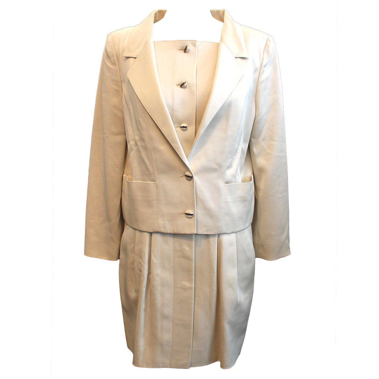 Karl Lagerfeld Vintage Ivory Dress and Jacket Set 38 For Sale at
