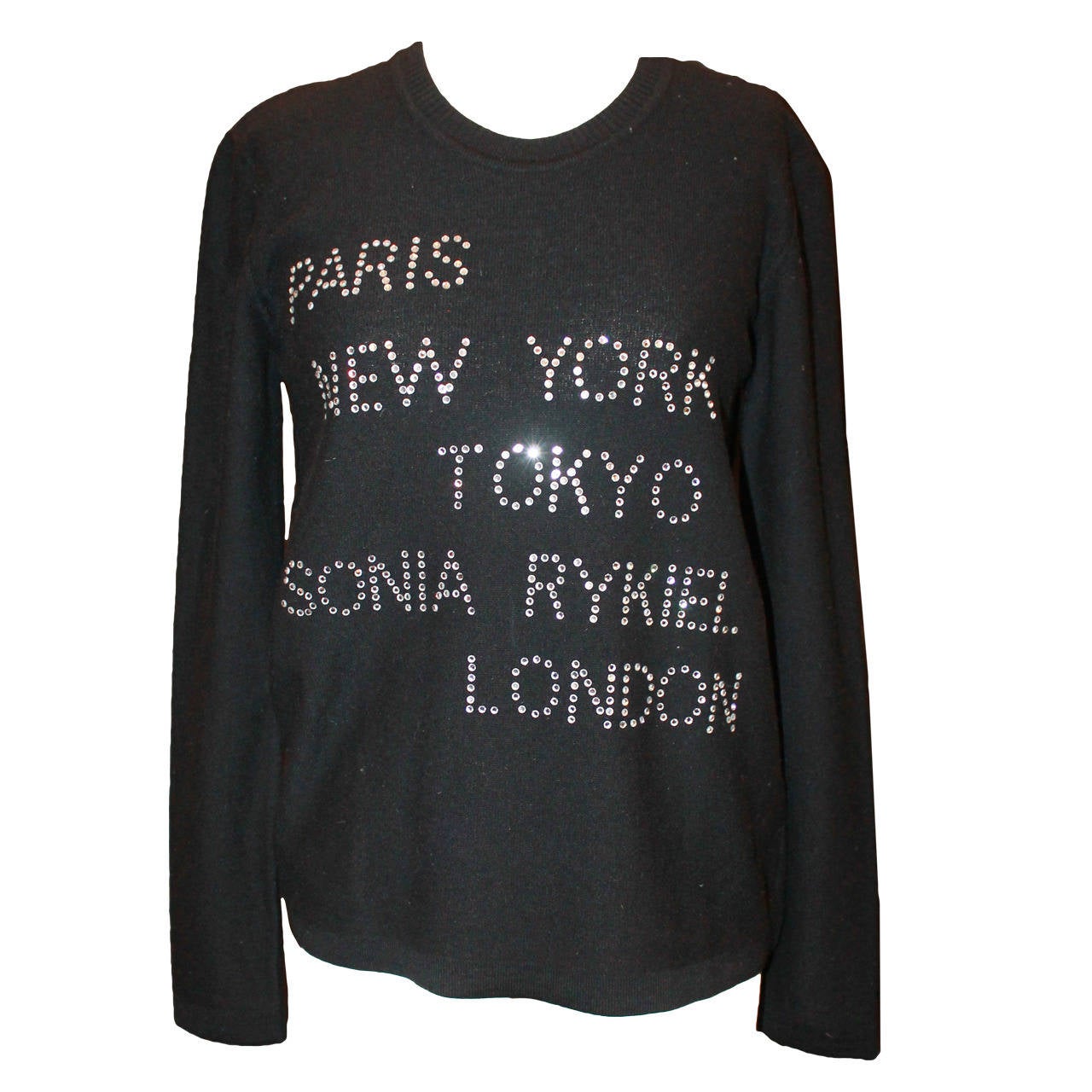 Sonia Rykiel Black Wool Blend Rhinestone Sweater - 40
