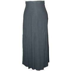 Chanel Vintage Navy Long Pleated Skirt - 38