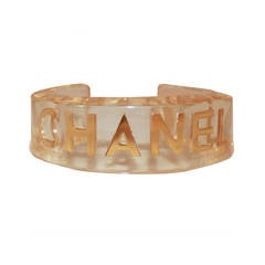Chanel Vintage Lucite & Gold Chanel Logo Cuff - circa 1991