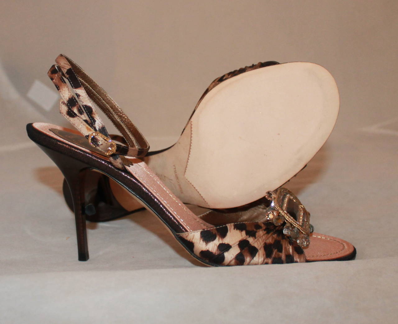 Women's Rene Caovilla Animal Print & Jewel Adorned Heels - 38.5