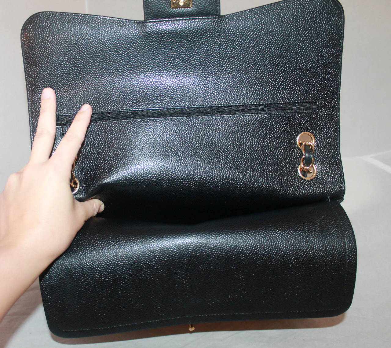 Women's Chanel Black Caviar Jumbo Double Flap Handbag - circa 2014 - NEW WITH BOX