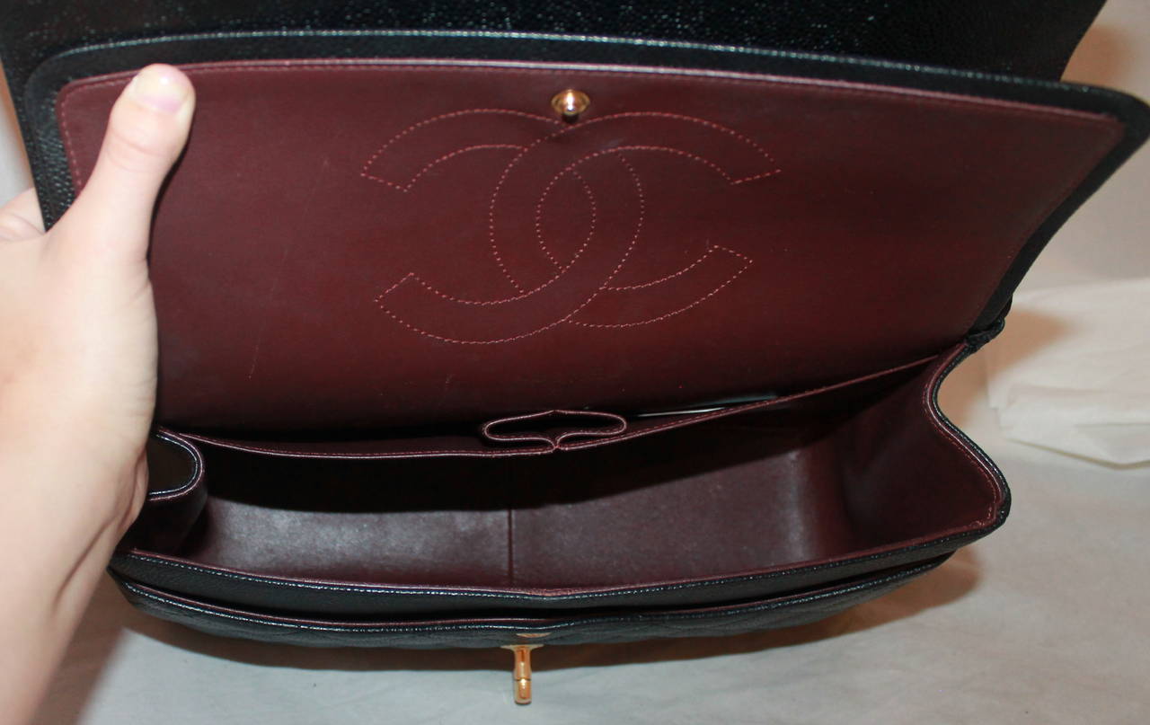 Chanel Black Caviar Jumbo Double Flap Handbag - circa 2014 - NEW WITH BOX 1