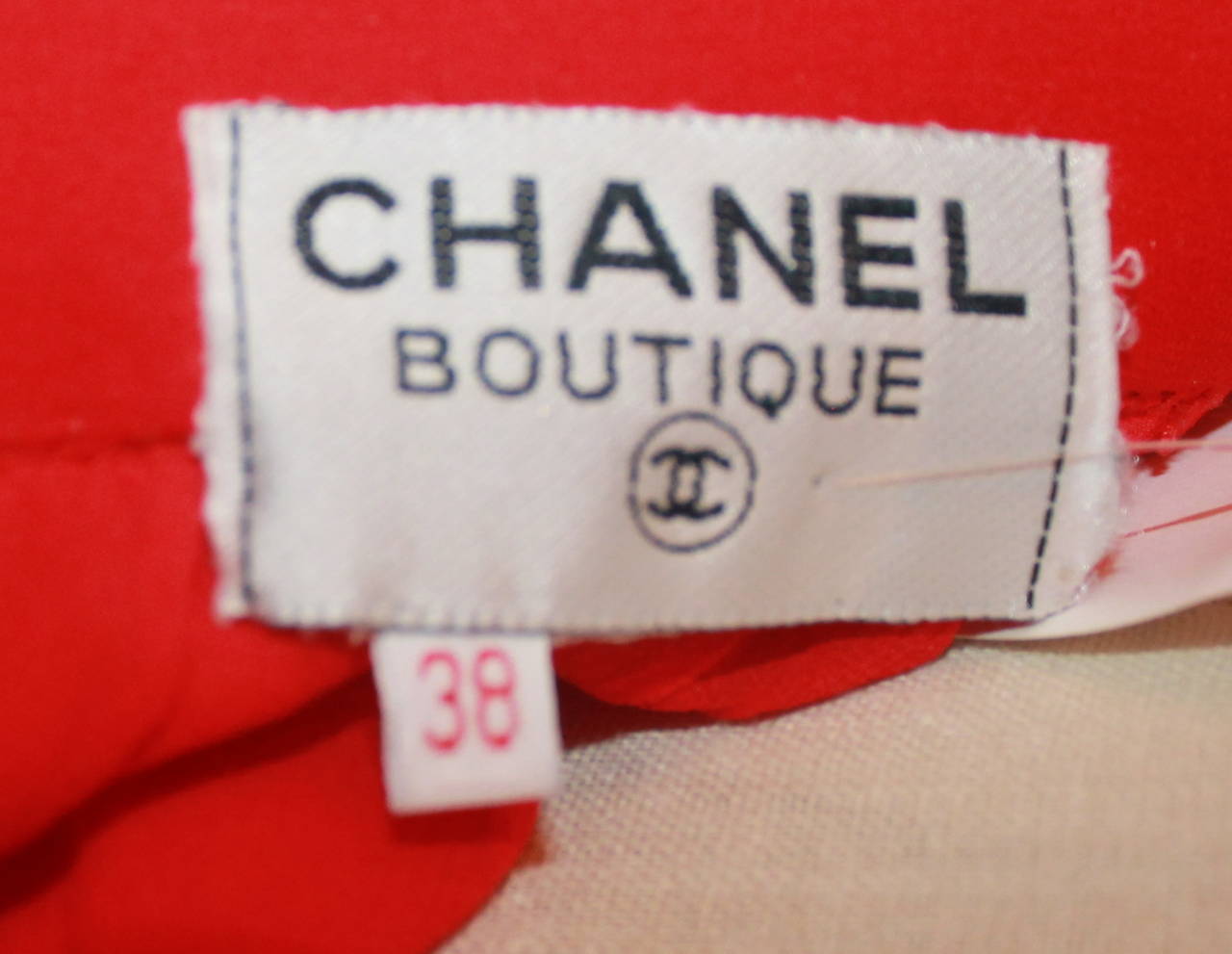 Chanel Vintage Red Silk Chiffon Tiered Skirt with Rhinestones - 2 1