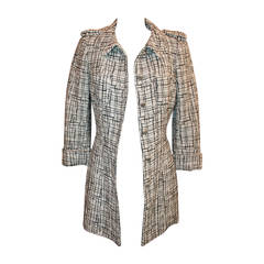 Chanel Black & White Tweed 3/4 Coat - 38