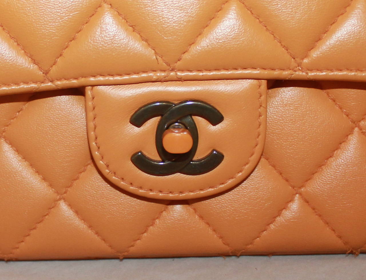 Chanel Vintage Mustard Lambkin Quilted Handbag with Bakelite Chain - circa 1998 1
