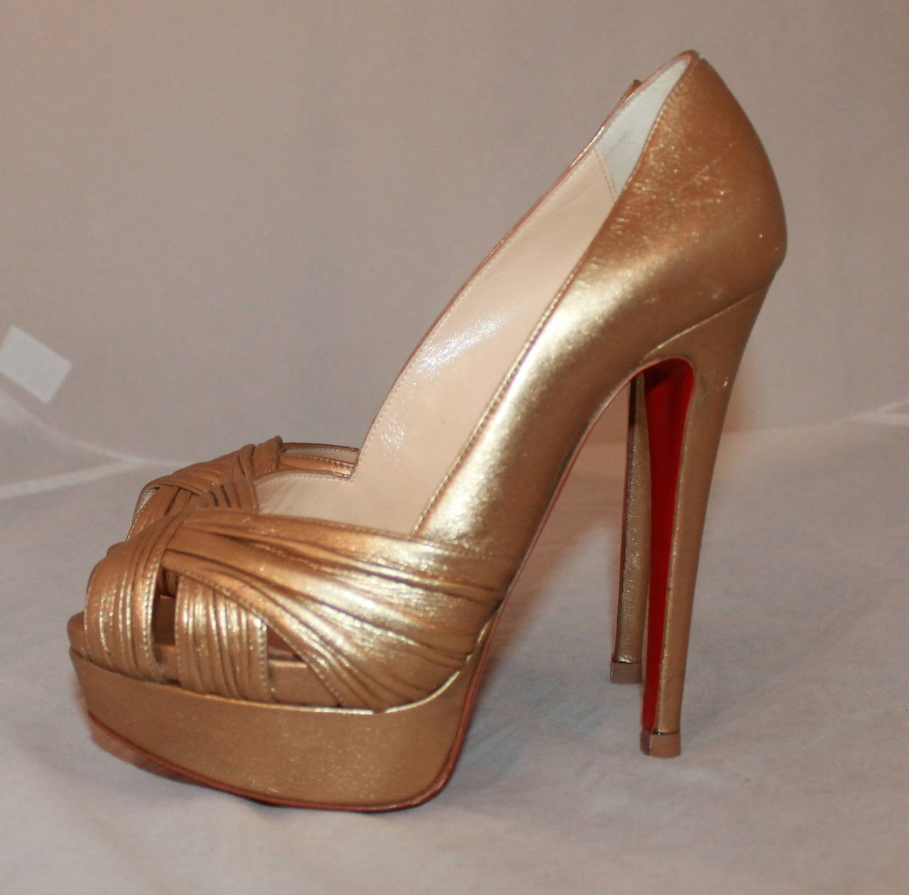 Christian Louboutin Golden Platform Heels - 36 For Sale at 1stdibs