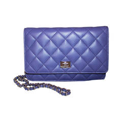 Chanel Indigo Quilted Lambskin Wallet/Crossbody Bag - circa 2011