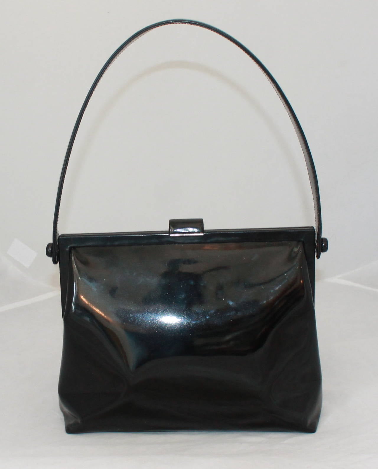 Chanel Vintage Black Patent Top Handle Handbag - circa 1999 In Excellent Condition In West Palm Beach, FL