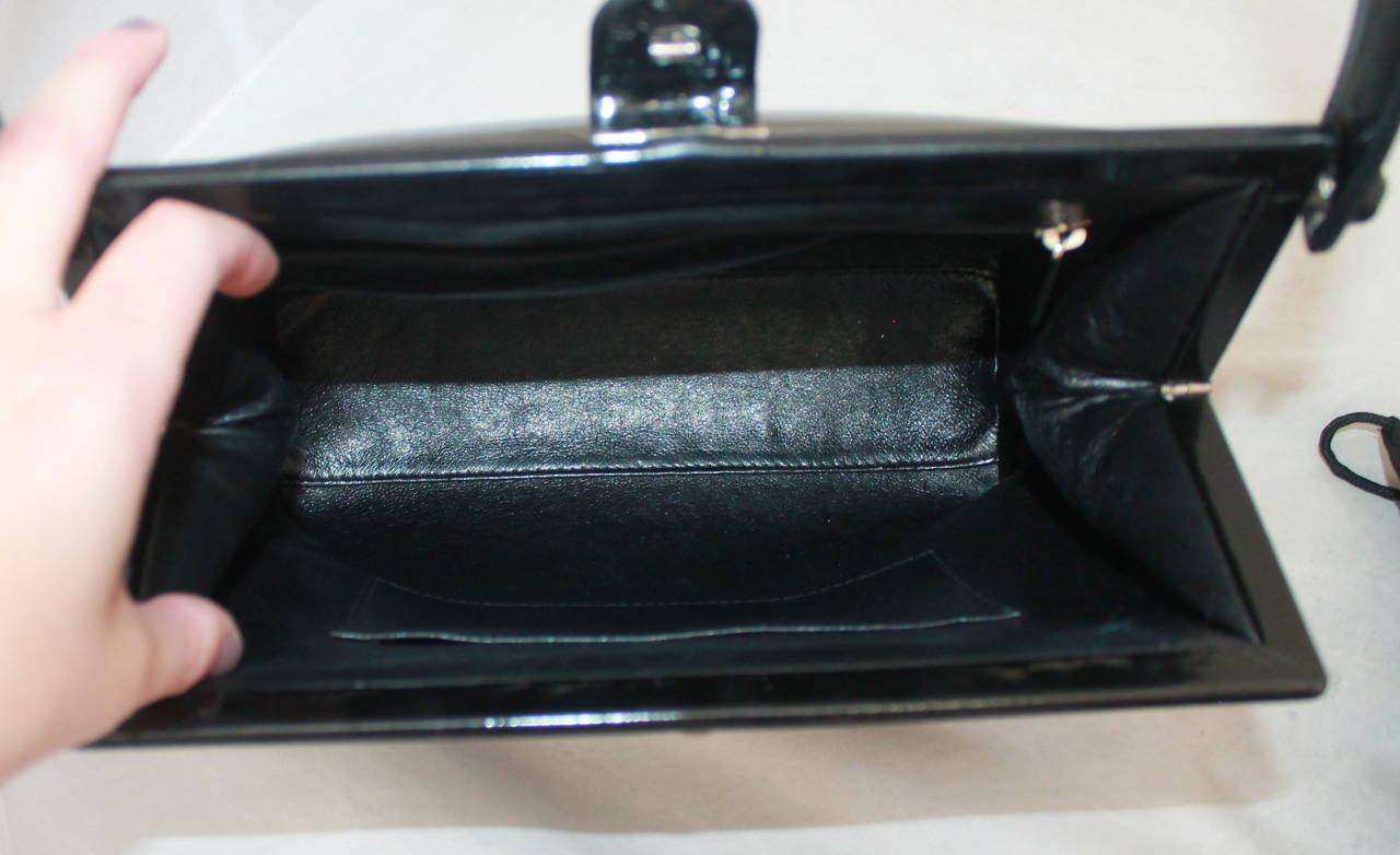 Women's Chanel Vintage Black Patent Top Handle Handbag - circa 1999