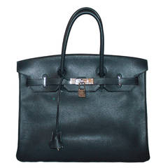 Hermes Navy Epson Leather 35 cm Birkin Handbag - SHW - circa 2006