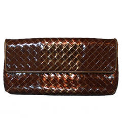 Bottega Veneta Bronze & Brown Braided Leather Clutch 8