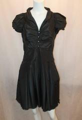 Chanel Black Silk Ruched Short Sleeve Dress - 40 - 06A