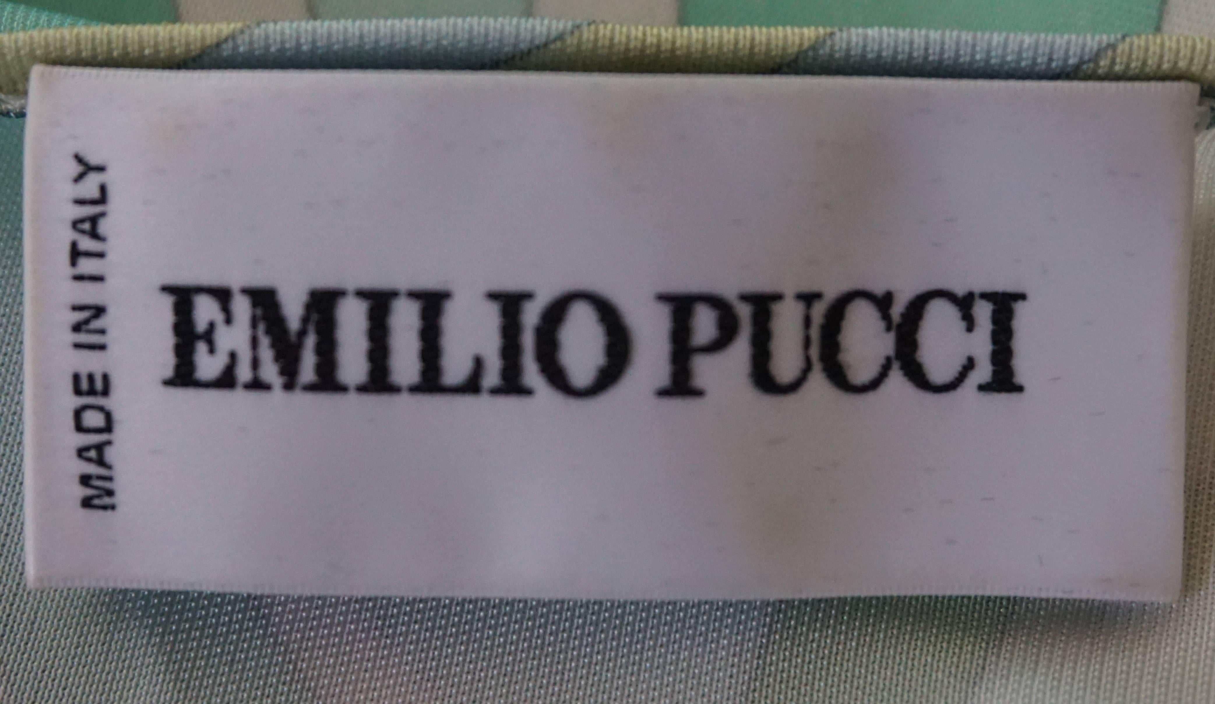 Women's Emilio Pucci Greentone Print V-neck Sleeveless Dress - 12