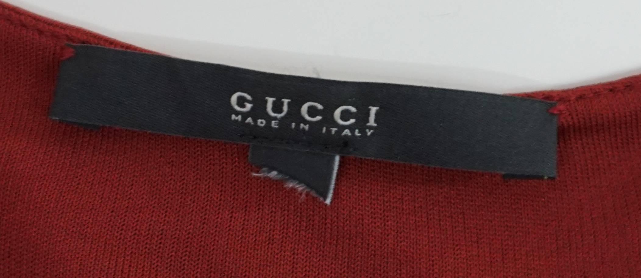 Women's Gucci Brick sleeveless draped neckline chemise dress w/ horsebit detail- M