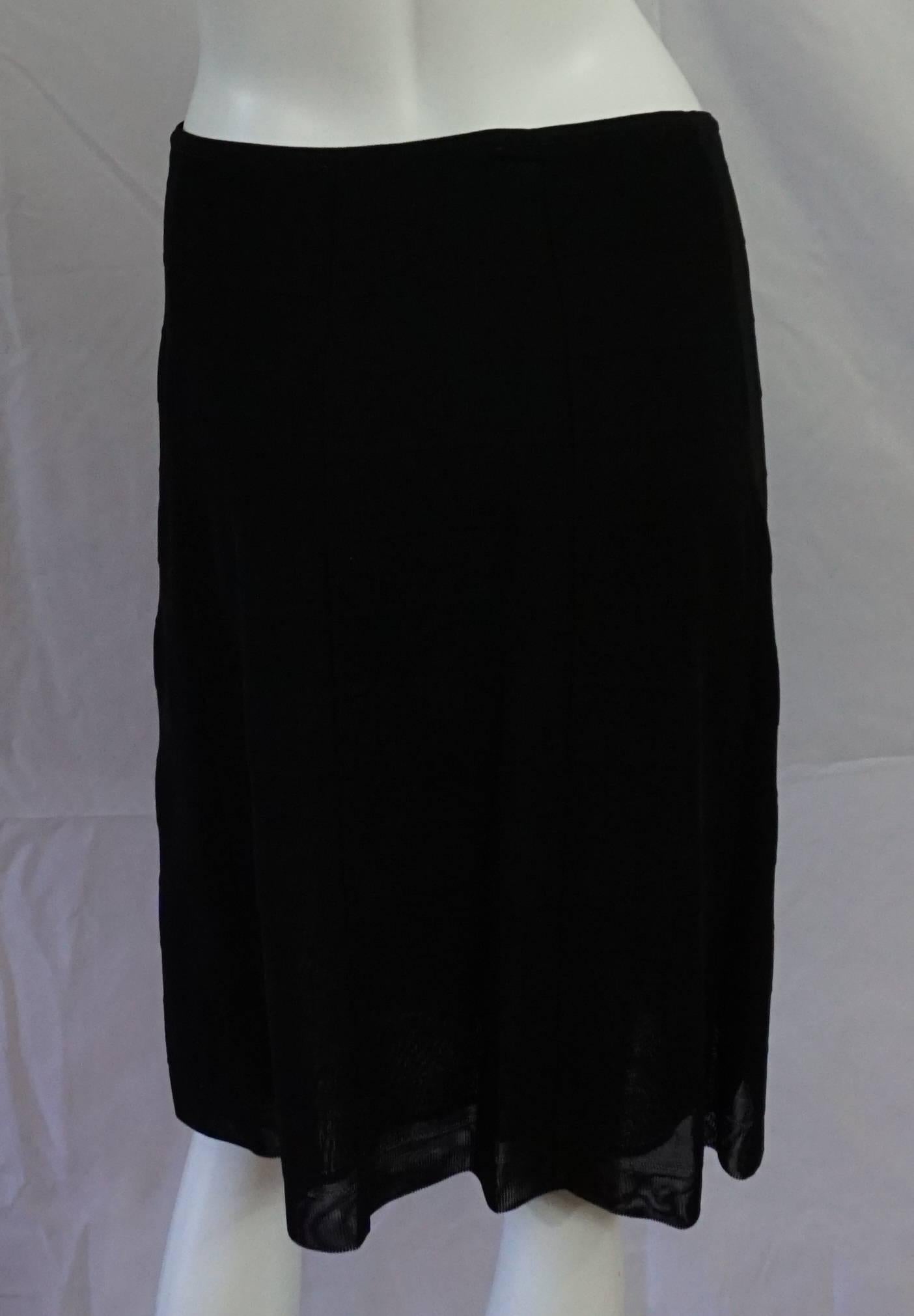Chanel Black Rectangular Panel Design Knit 2 layer skirt - 44 - 07c In Excellent Condition In West Palm Beach, FL