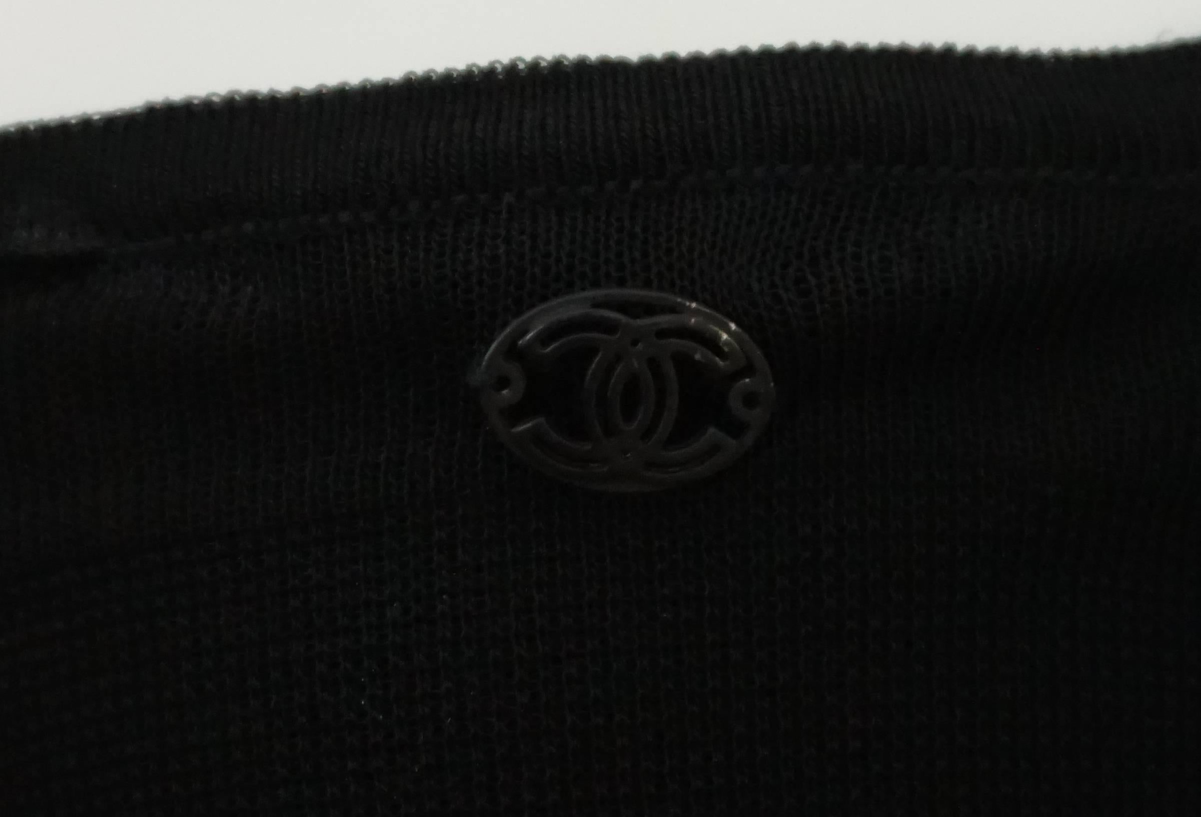 Women's Chanel Black Rectangular Panel Design Knit 2 layer skirt - 44 - 07c