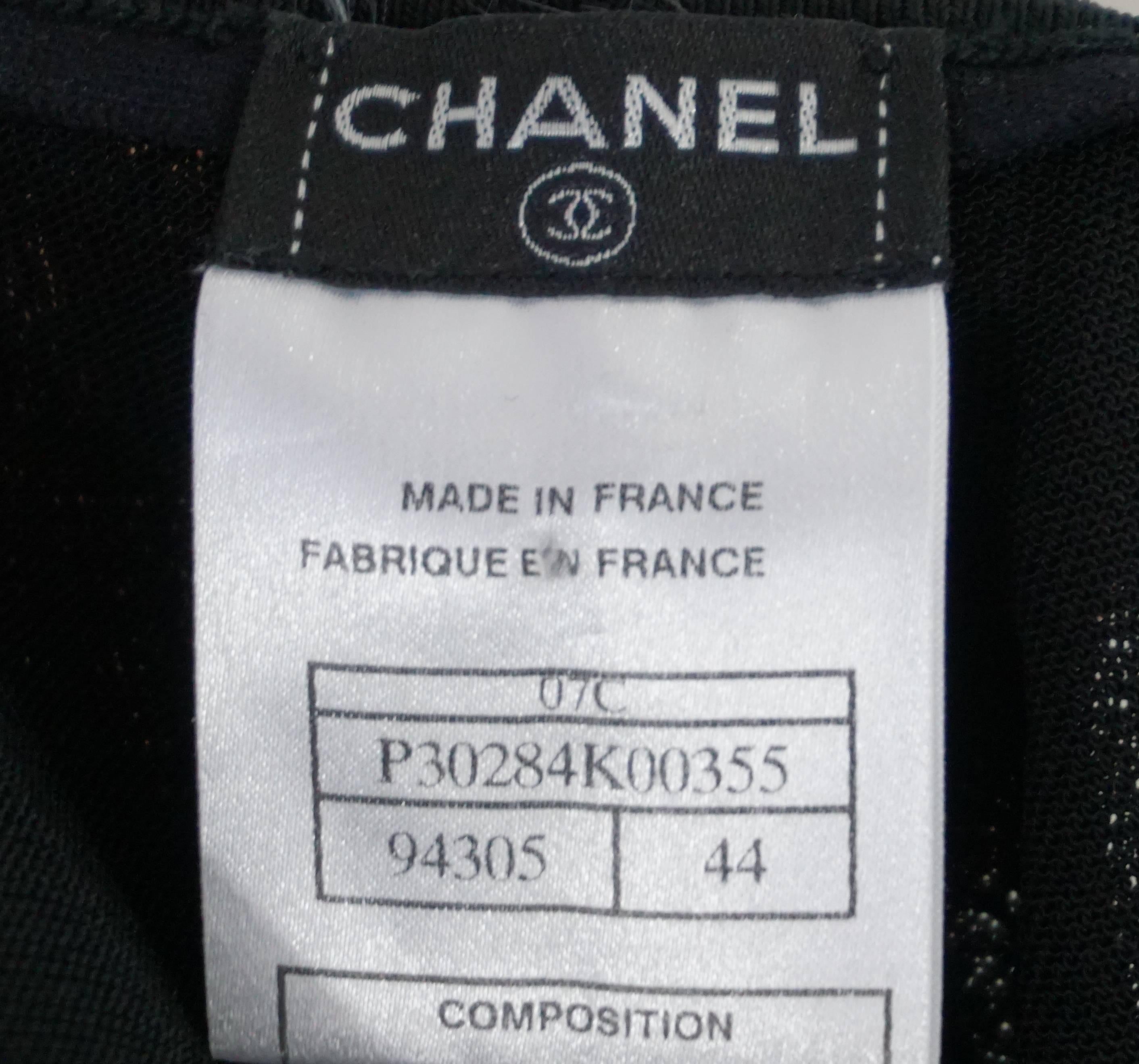 De las mujeres Chanel Falda de punto de 2 capas con diseño de panel rectangular negro - 44 - 07c