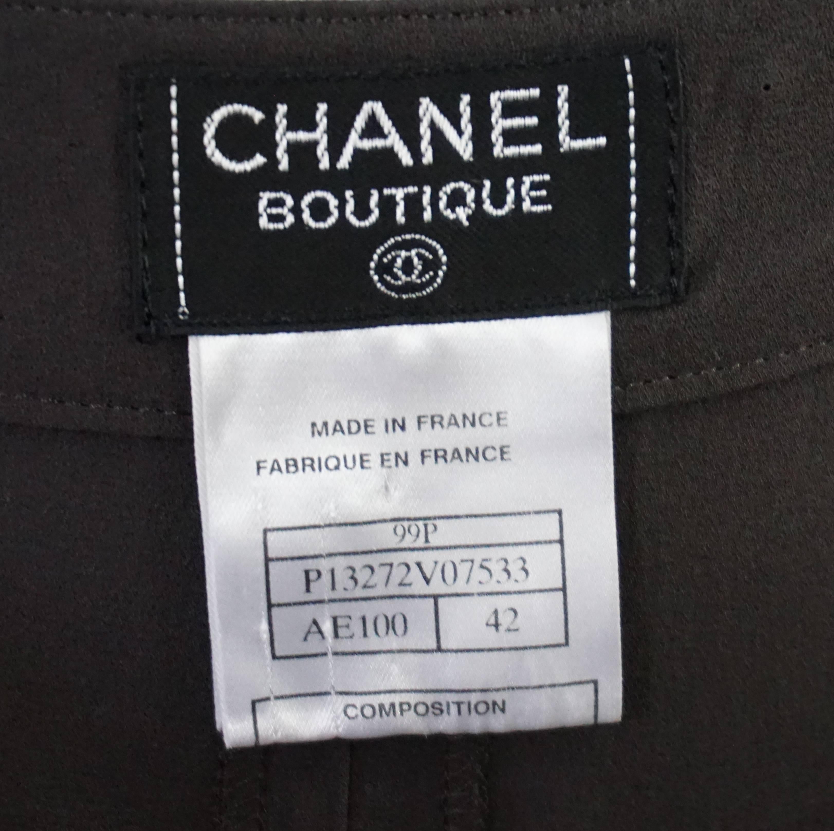 Pantalon palazzo Chanel en mousseline de soie marron chocolat - 42 - 99P Pour femmes en vente