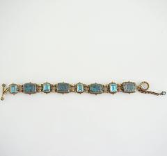 Stephen Dweck 2001 Bracelet en bronze avec topaze bleue et cristal de quartz