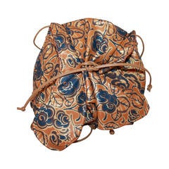 Carlos Falchi 1970's Camel Floral Print Leather Crossbody Bag
