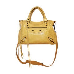 Balenciaga Mustard Leather Small City-Style Handbag - retail $1800