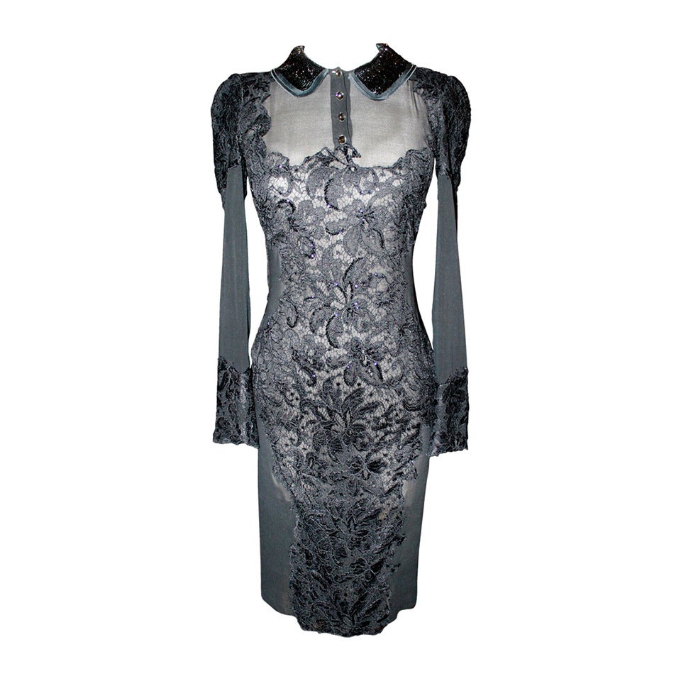 Emilio Pucci Black Lace Sheer Long Sleeve Dress - 6