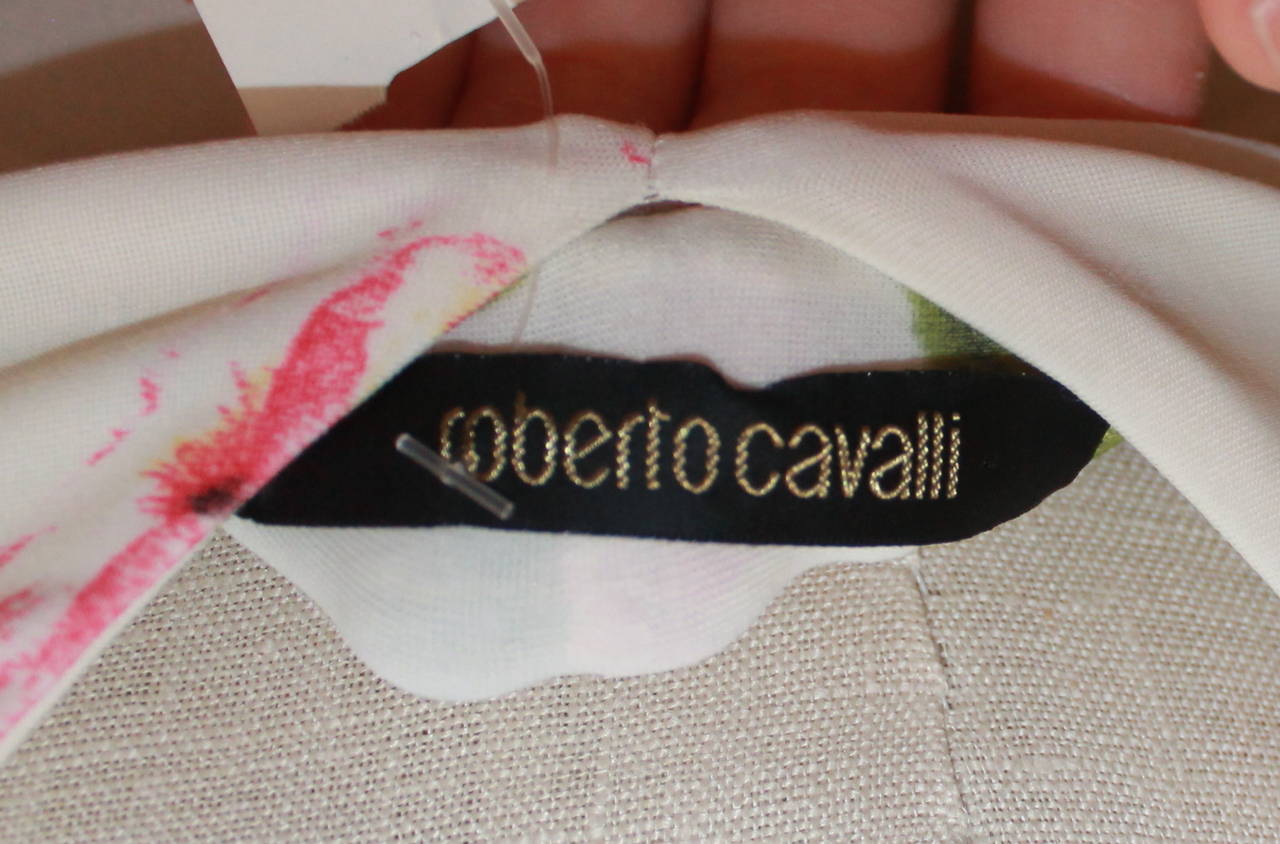 Roberto Cavalli Floral Print Jersey 3/4 Sleeve Dress - 42 - retail $4, 225 2