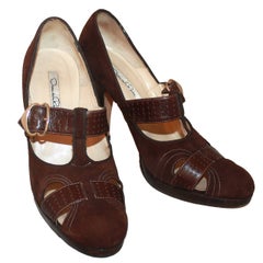 Chaussures à talons en daim marron Oscar De La Renta - 37