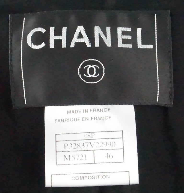 Chanel Black and Ivory Boucle 3/4 Sleeve Jacket - 46 - Circa 08P at 1stDibs