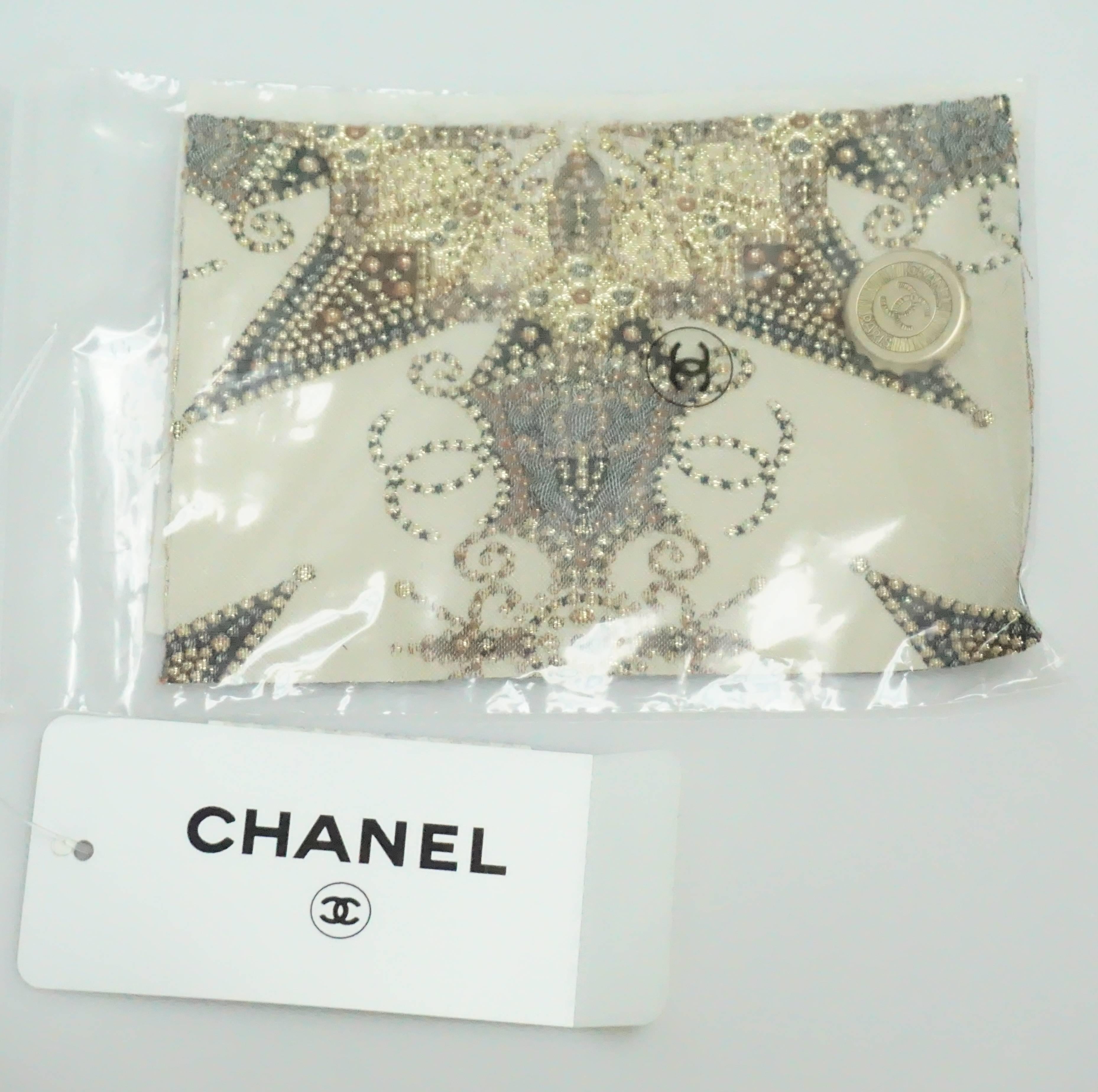 Chanel Cream and Metallic Silk Lined Brocade Vest-38-NWT-06A 1