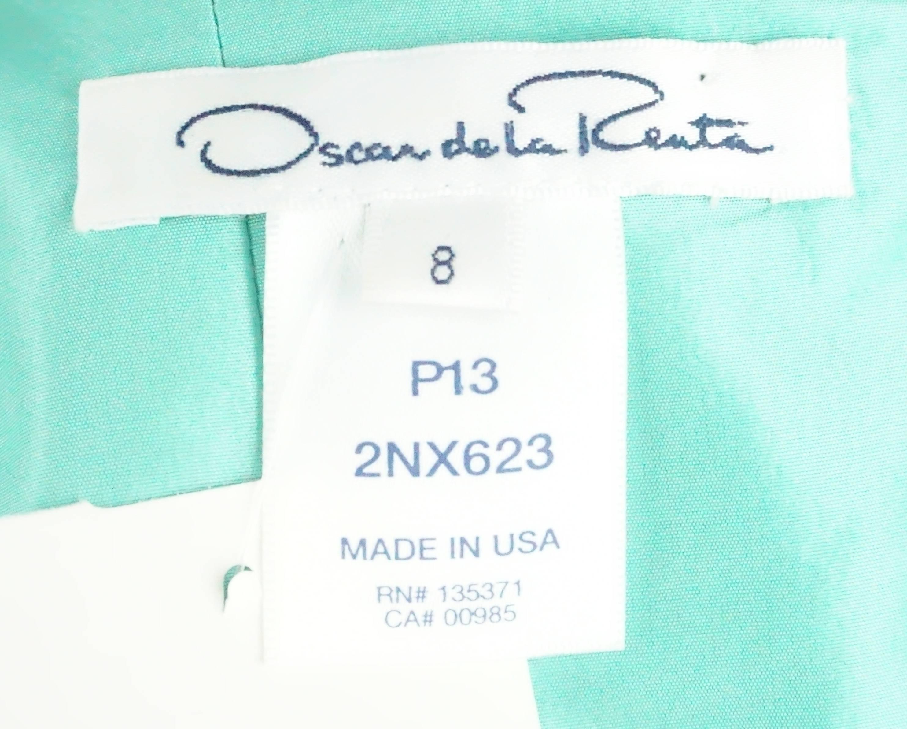Oscar de la Renta Teal Silk Taffeta Sleeveless Poof Dress - 8 In Excellent Condition In West Palm Beach, FL