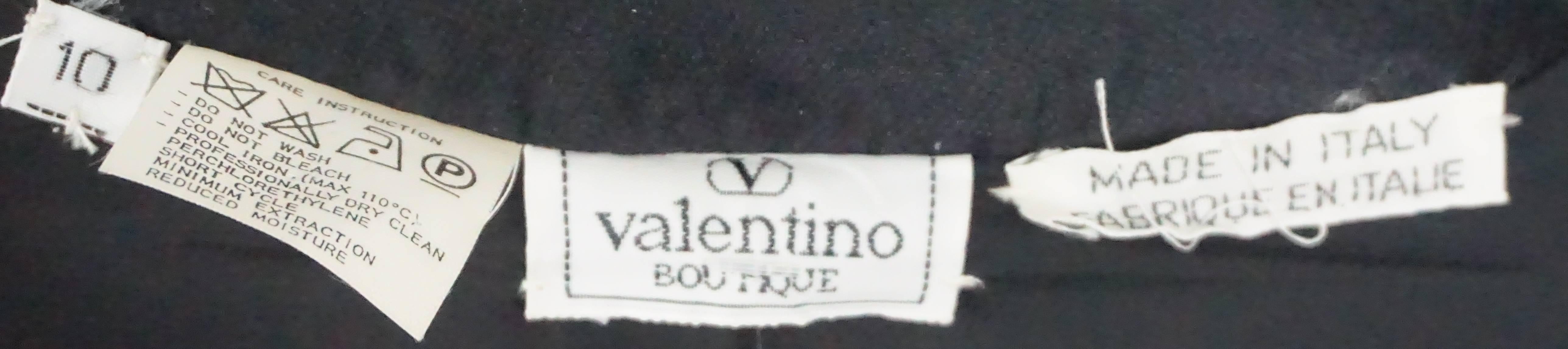 Valentino Black Silk and Velvet Dress with Coat - 10 - Circa 1980s For Sale 3