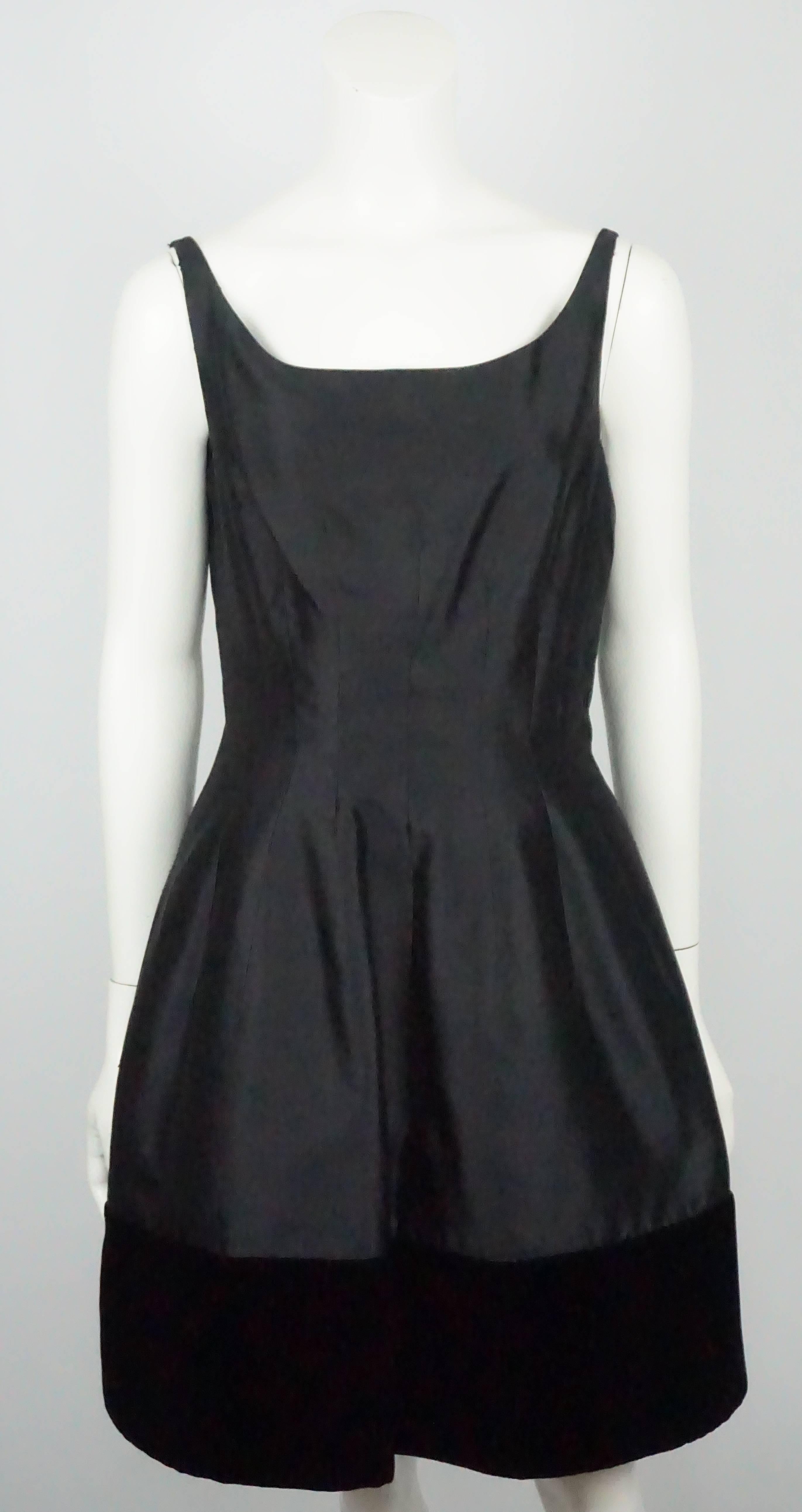 Women's Valentino Black Silk and Velvet Dress with Coat - 10 - Circa 1980s For Sale