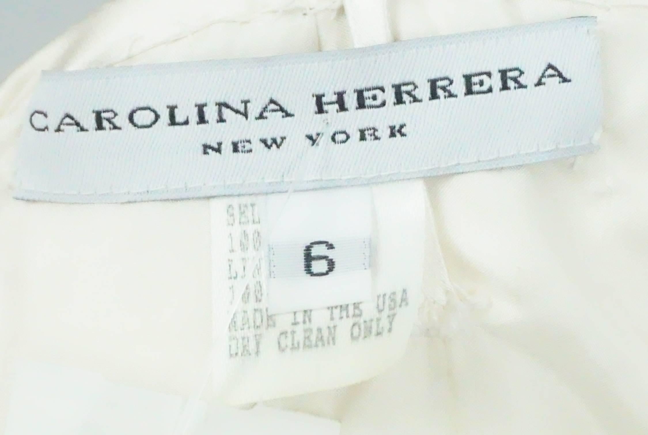 Carolina Herrera Ivory and Champagne Silk Layered Gown - 6 In Excellent Condition In West Palm Beach, FL