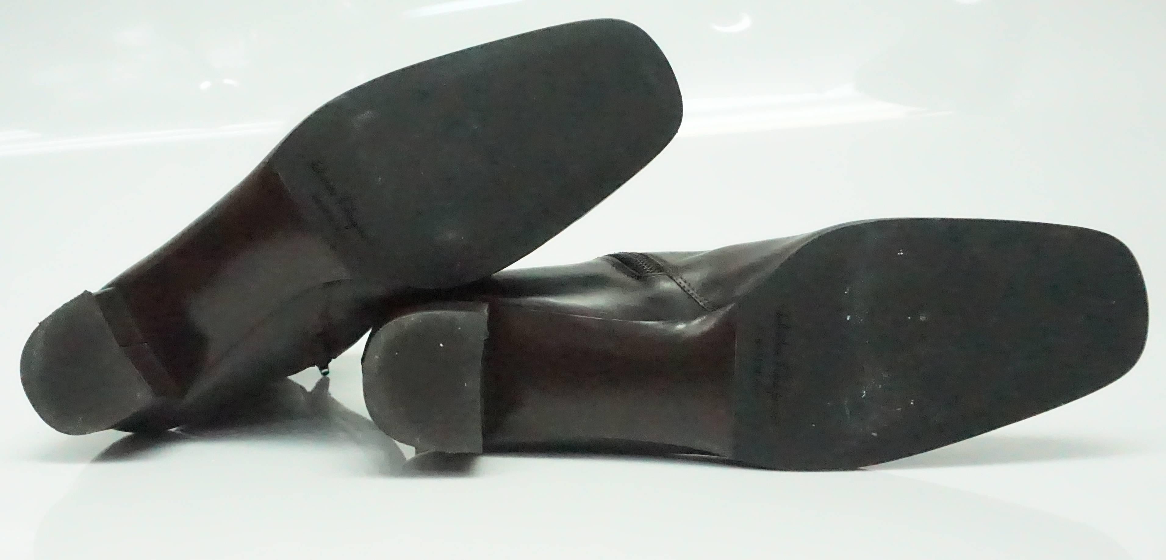 Women's Salvatore Ferragamo Chocolate Brown Leather Short Boot - 9B