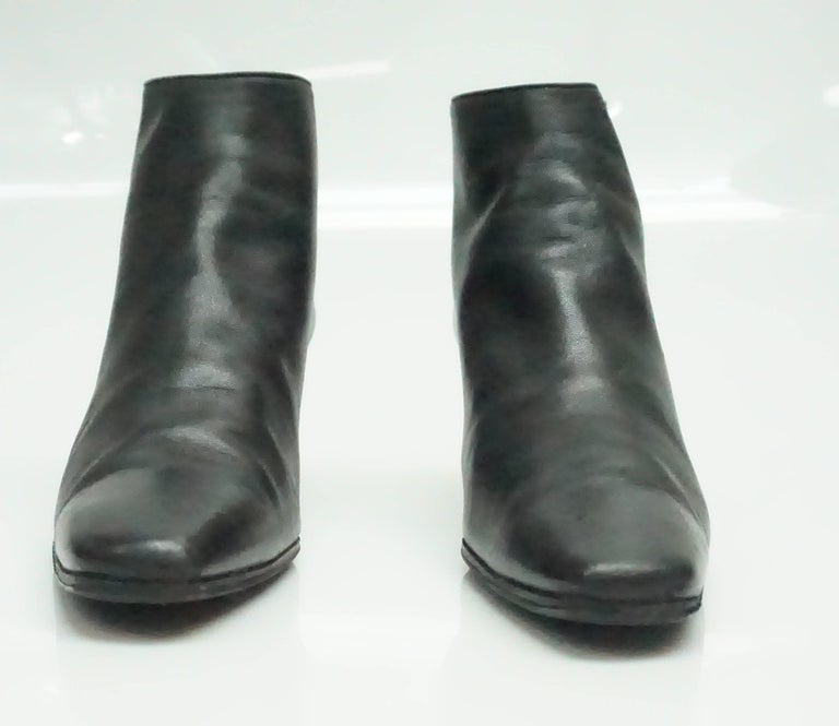 Ralph Lauren Black Leather Boots with Mirror Heels - 7 For Sale at 1stDibs