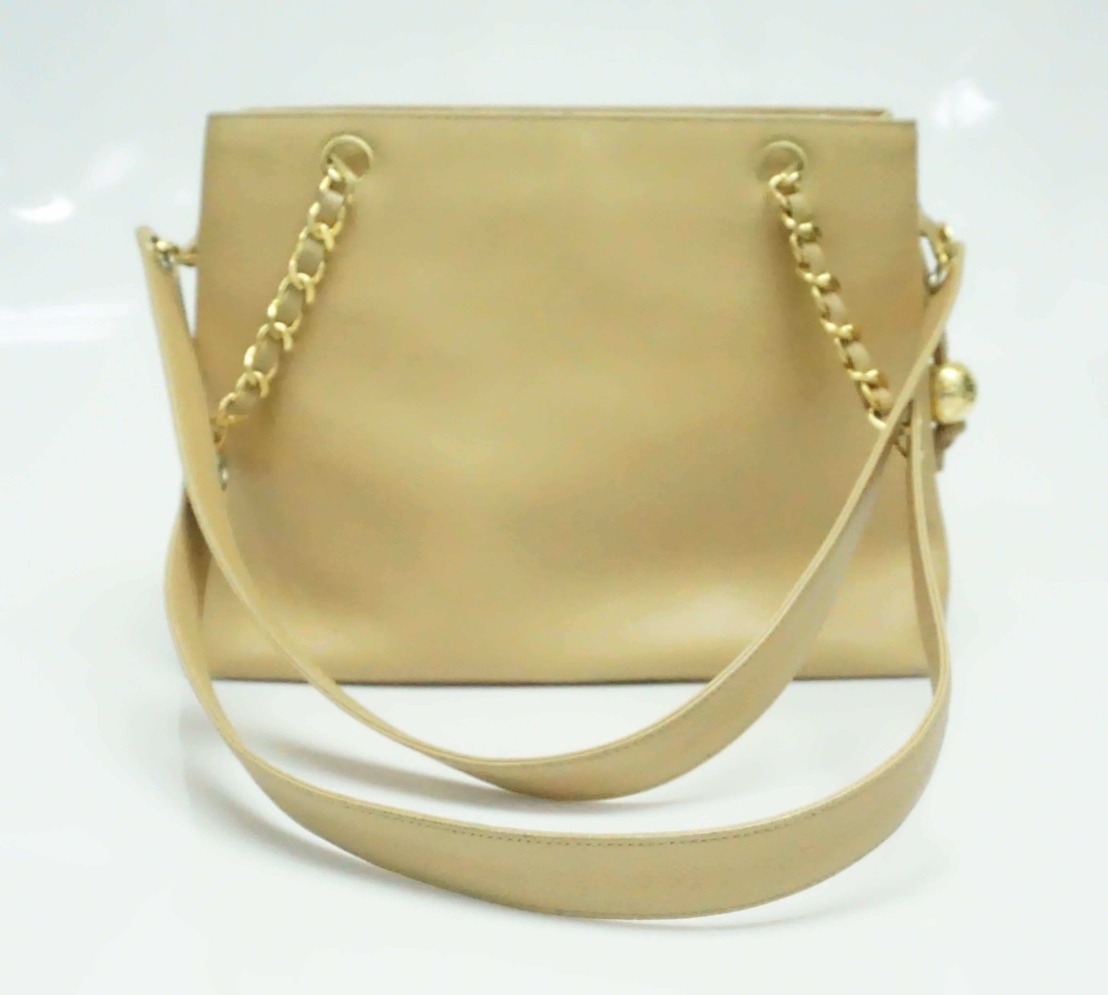 Beige Chanel Nude Caviar Vintage Shoulder Tote, Circa 1990s