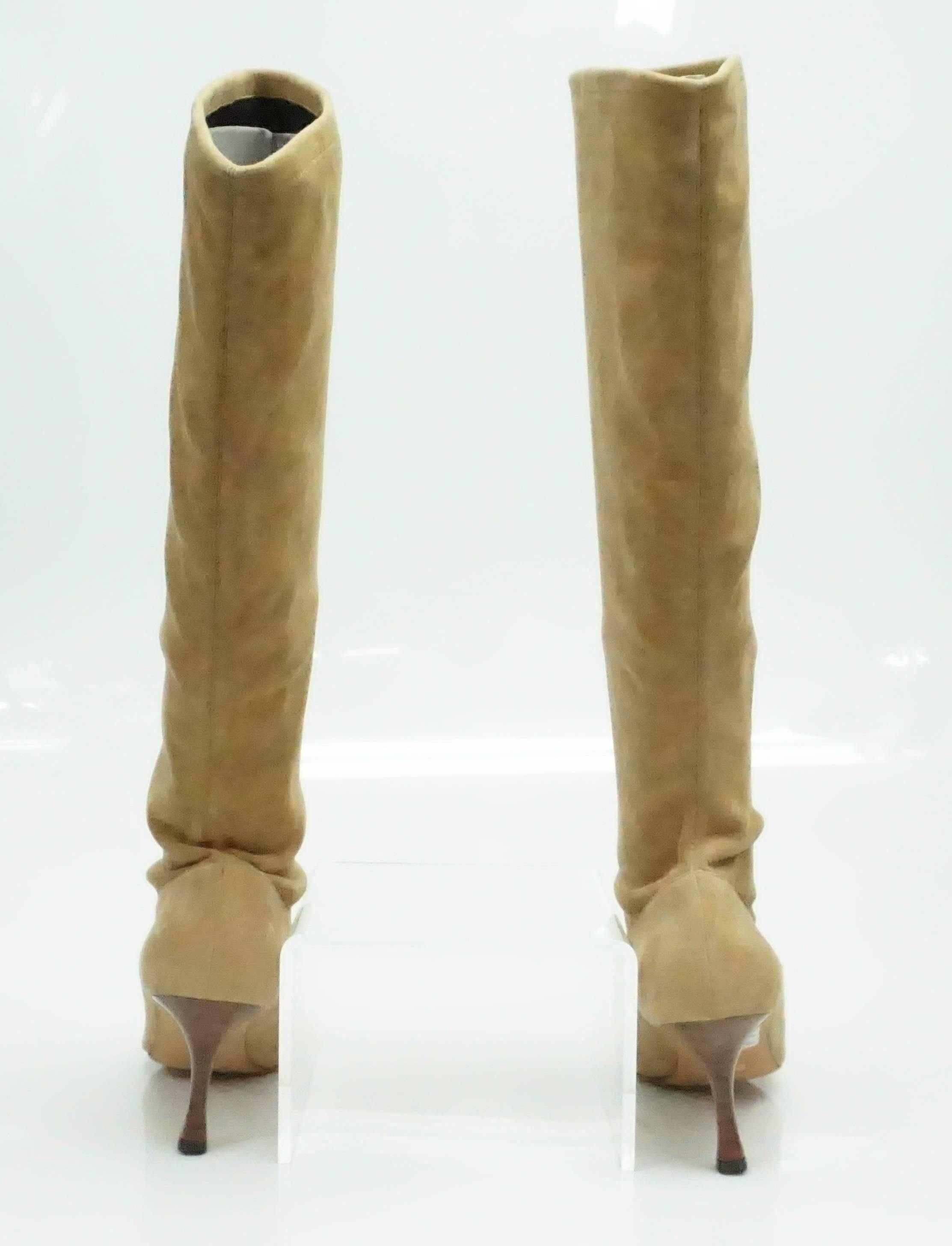 camel suede tall boots