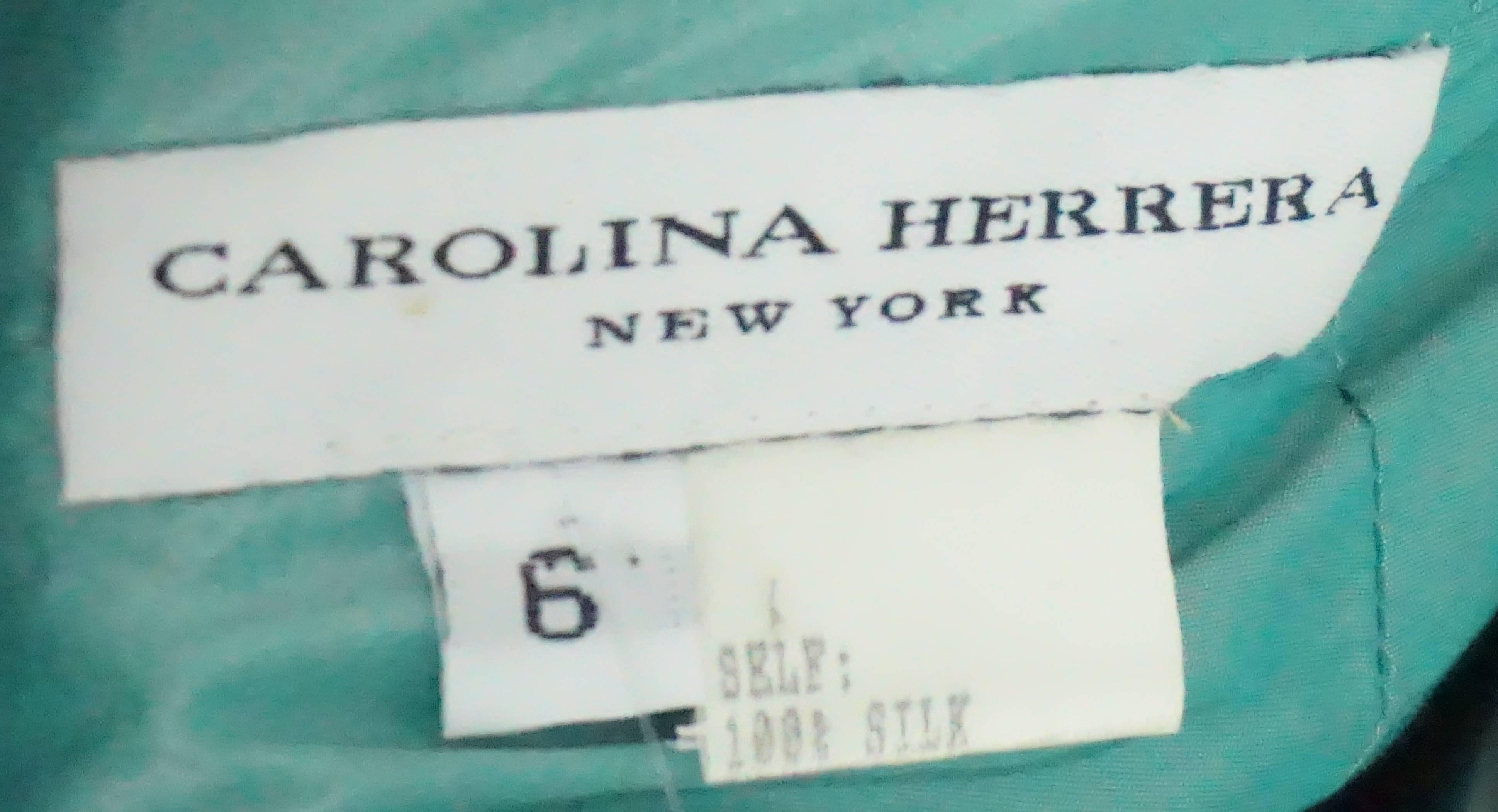 Blue Carolina Herrera Teal Silk Faille Long Skirt - 6  