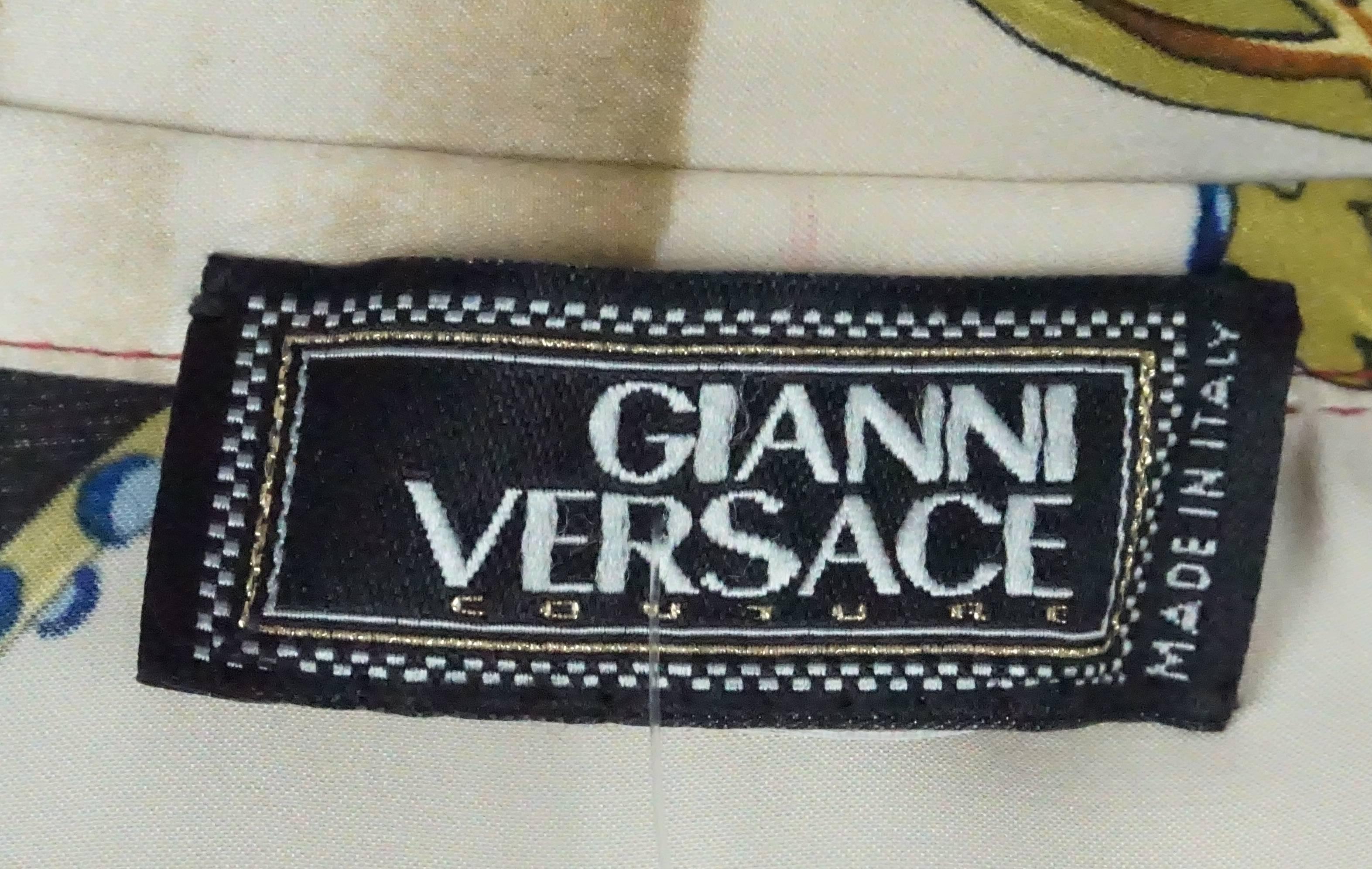Women's or Men's Gianni Versace Couture Multi Silk Animal Theme Long Sleeve Shirt - Large