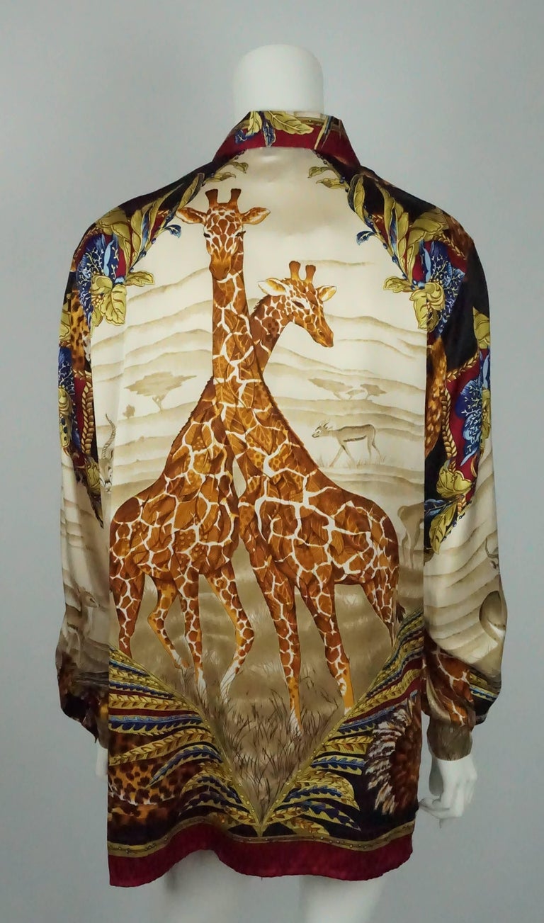 Gianni Versace Couture Multi Silk Animal Theme Long Sleeve Shirt