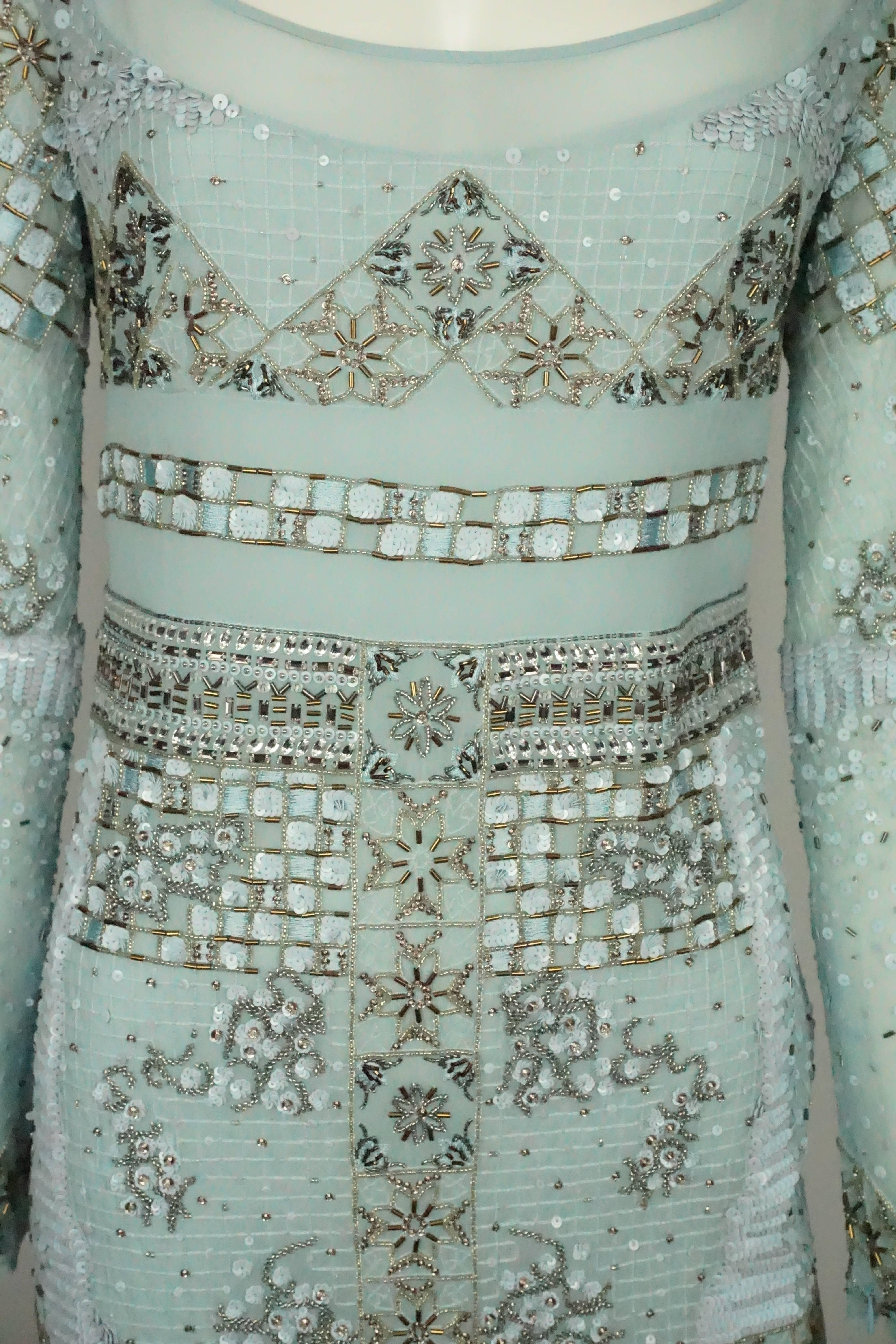 aqua beaded dress