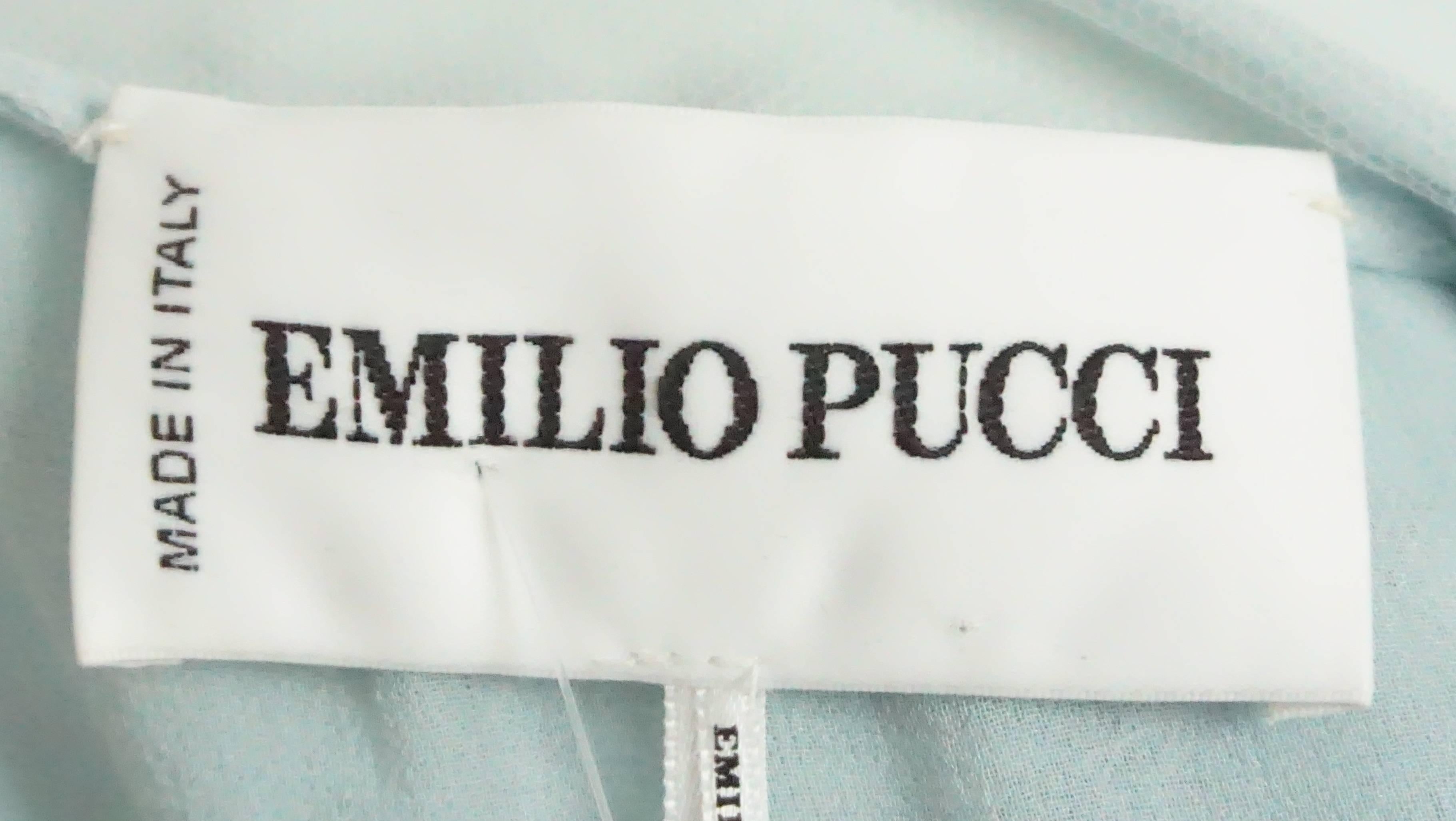 Emilio Pucci Aqua Silk Chiffon Fully Beaded Dress  In Excellent Condition In West Palm Beach, FL