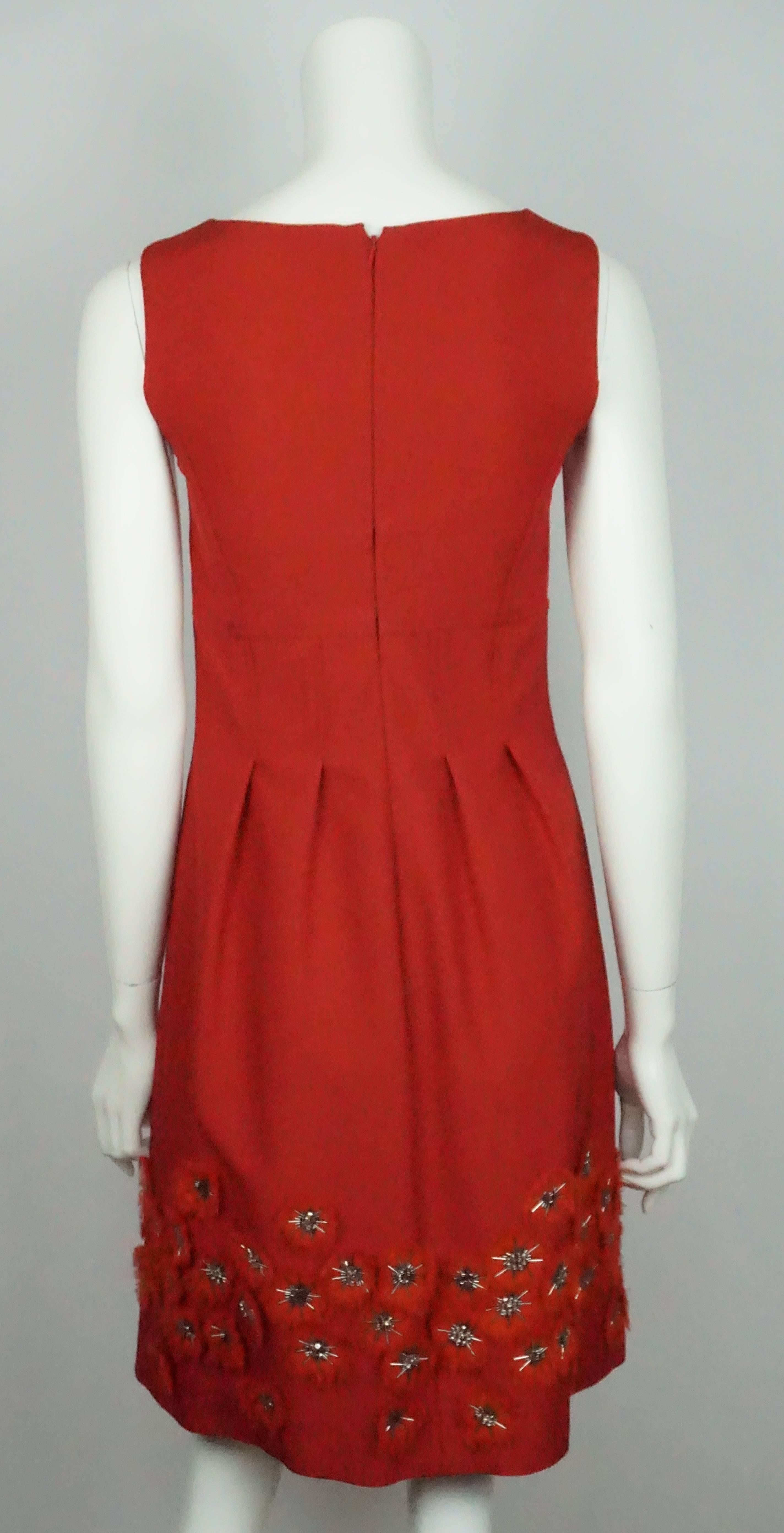 Lela Rose Red Silk Dress with Appliques For Sale at 1stDibs | lela rose ...