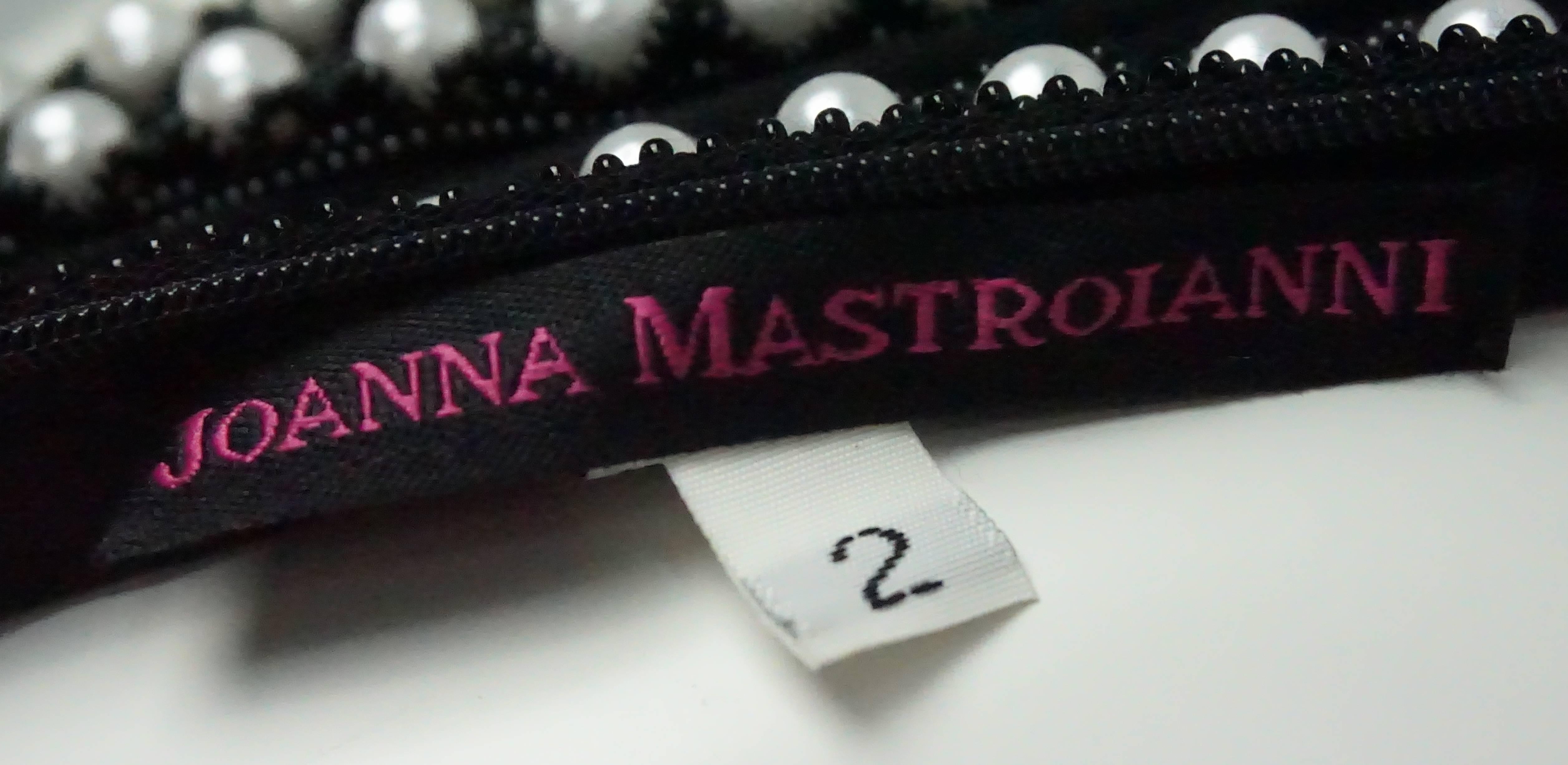 Joanna Mastroianni Black Sleeveless Pearl Beaded Dress with Feathers  4