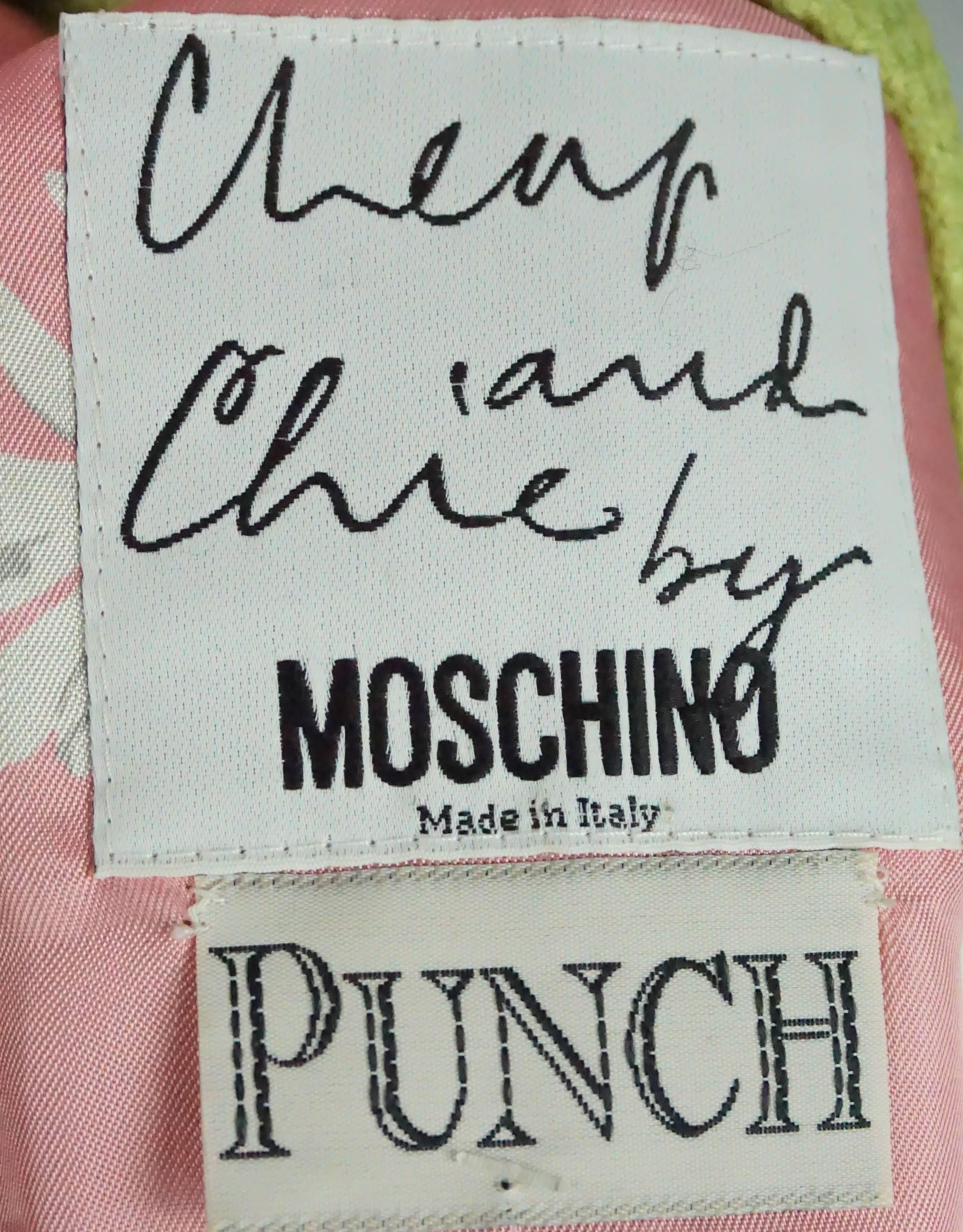 Moschino Cheap and Chic Jacket/Skirt/Top Lime Green Pique w/ Pink Silk Trim - 4 3
