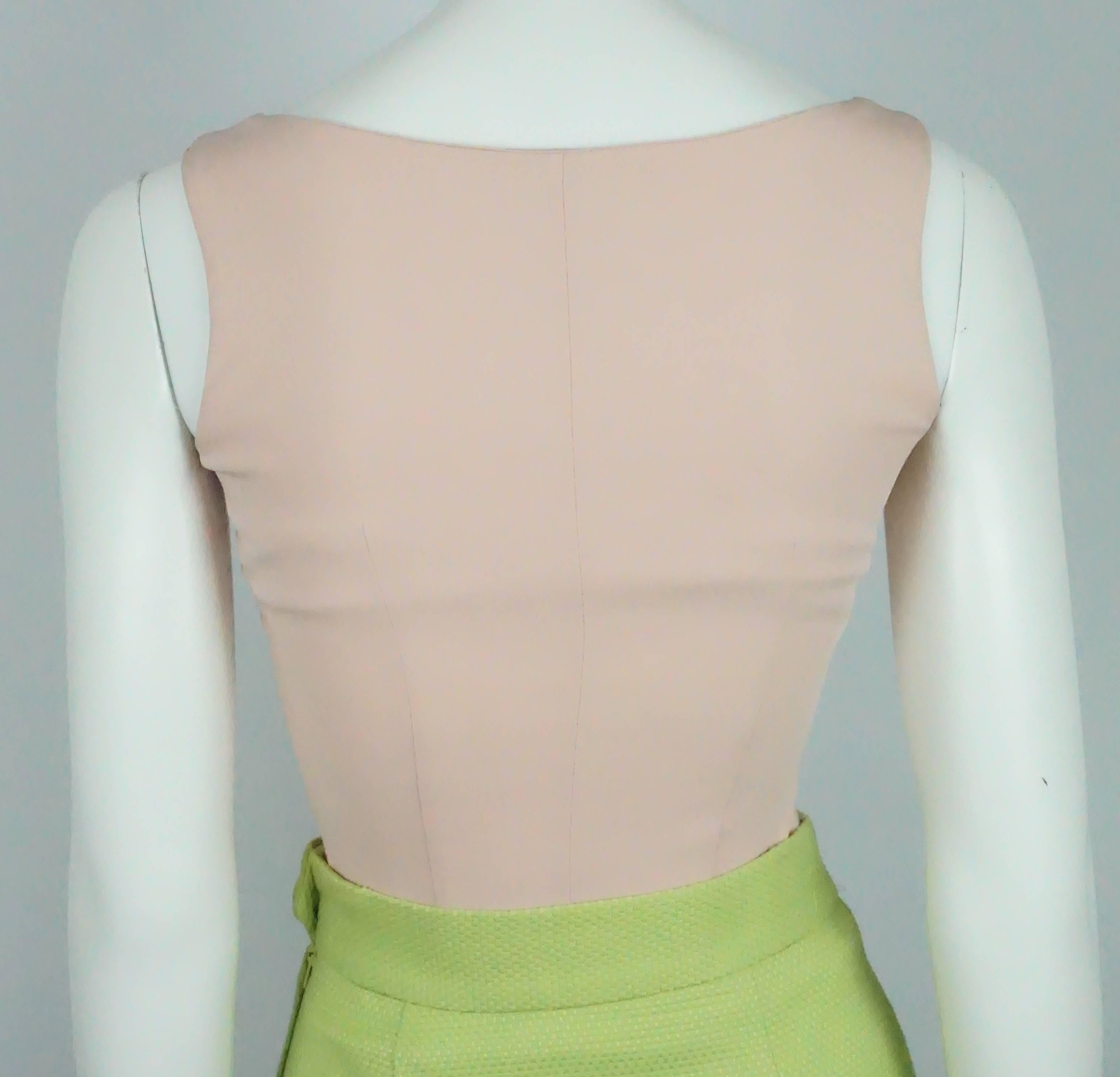 Moschino Cheap and Chic Jacket/Skirt/Top Lime Green Pique w/ Pink Silk Trim - 4 5