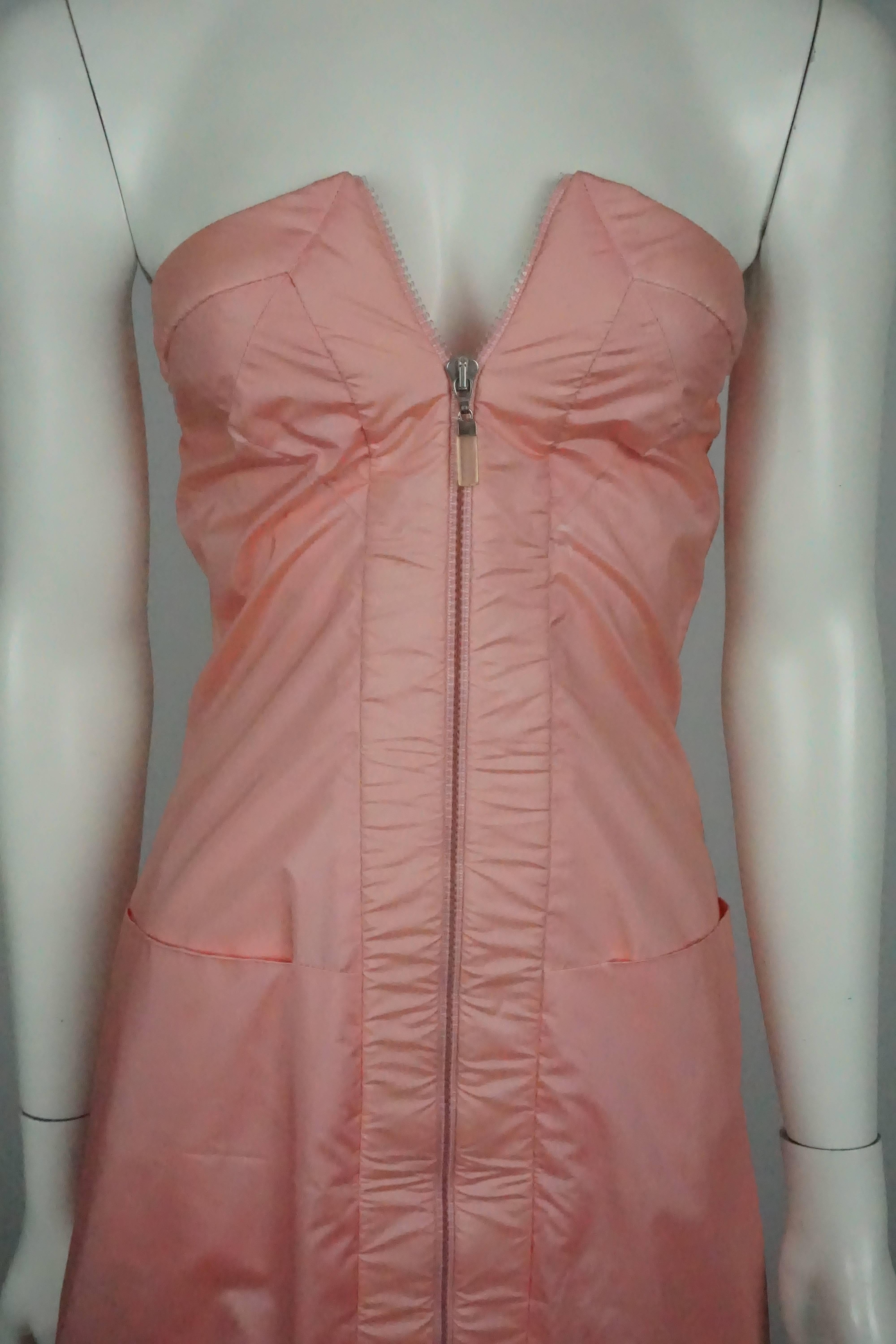 Givenchy Couture Pink Parachute Silk Strapless Dress - 38 - Circa 80's In Excellent Condition In West Palm Beach, FL